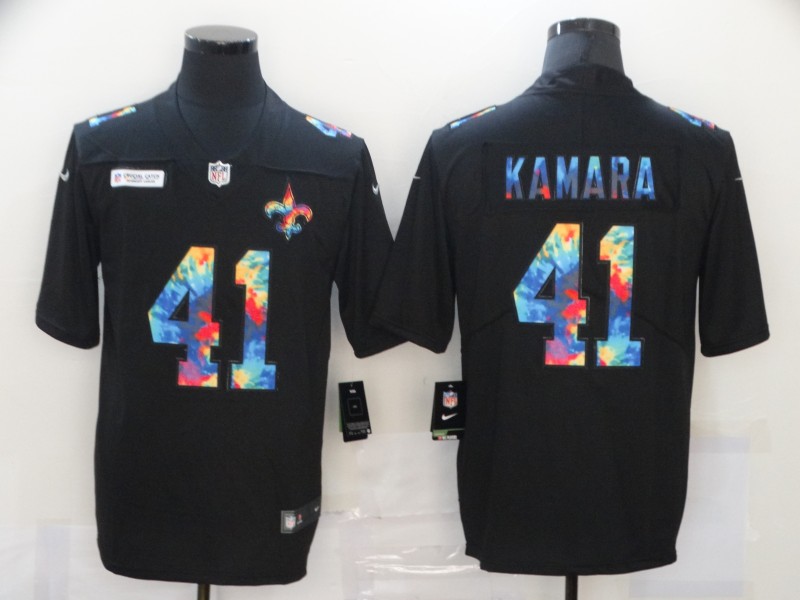 Men's New Orleans Saints #41 Alvin Kamara Black NFL 2020 Crucial Catch Limited Stitched Jersey